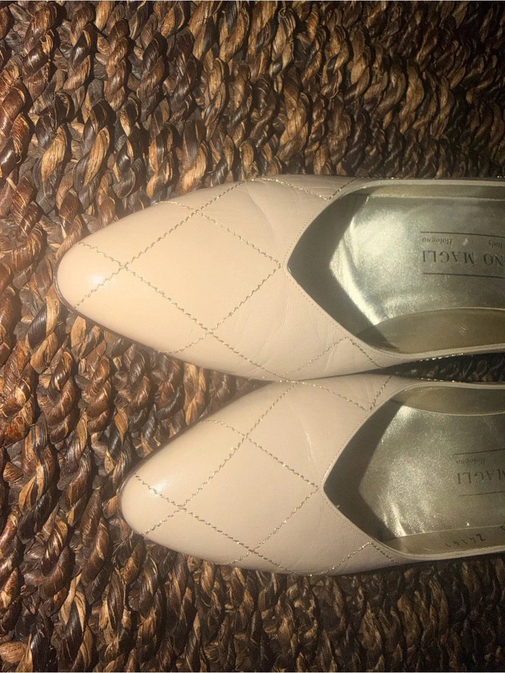 Vintage Bruno Magli Leather Quilted Pointed-Toe Pumps in Blush - Designer Style